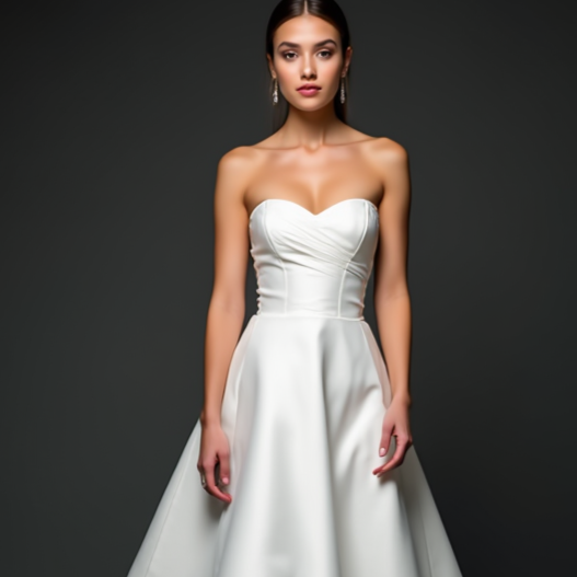 Chic White Mini Short Wedding Dress with a Deep V-Neckline for a Sexy and Sophisticated Look New Satin white