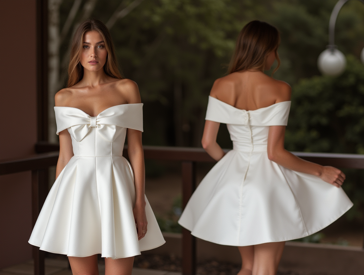 Glamorous White Mini Short Wedding Dress with Beaded Straps for an Extra Touch of Sparkle New Satin white