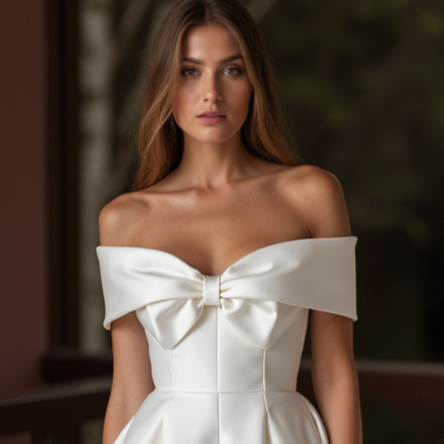 Glamorous White Mini Short Wedding Dress with Beaded Straps for an Extra Touch of Sparkle New Satin white