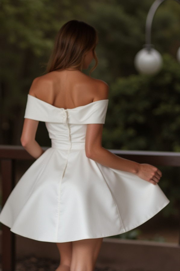 Glamorous White Mini Short Wedding Dress with Beaded Straps for an Extra Touch of Sparkle New Satin white