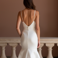 Timeless White Mermaid Wedding Gown with an Elegant Lace Overlay for a Vintage Feel backless New Satin white