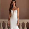 Timeless White Mermaid Wedding Gown with an Elegant Lace Overlay for a Vintage Feel backless New Satin white