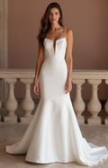 Timeless White Mermaid Wedding Gown with an Elegant Lace Overlay for a Vintage Feel backless New Satin white