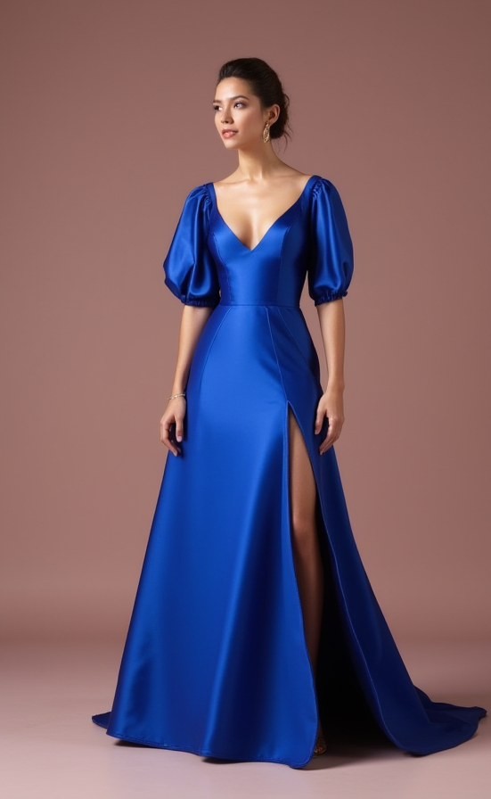 Dreamy Blue Evening Dress & Prom Dress with Shimmer Tulle for a Fairytale Look blue New Satin
