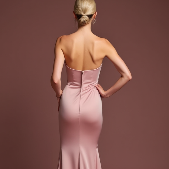 Bold Pink Evening Dress & Prom Gown with Asymmetrical Hem for a Trendy Style New pink Satin split