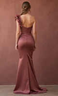 Fashionable Pink Evening Dress & Prom Dress with Rhinestone Straps New pink Satin split