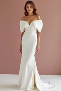 Mermaid White Wedding Gown with a Tulle Skirt for a Soft, Flowing Effect backless New Satin white