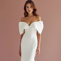 Mermaid White Wedding Gown with a Tulle Skirt for a Soft, Flowing Effect backless New Satin white