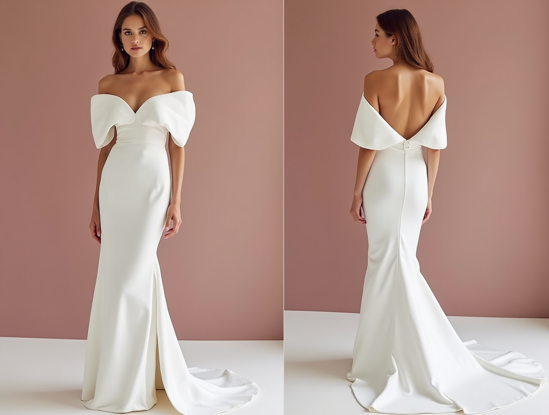 Mermaid White Wedding Gown with a Tulle Skirt for a Soft, Flowing Effect backless New Satin white