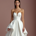 Chic White Princess Bridal Gown with a Sculpted Bodice and Layered Skirt backless New Satin white