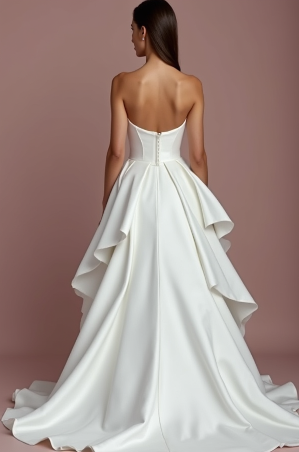 Chic White Princess Bridal Gown with a Sculpted Bodice and Layered Skirt backless New Satin white