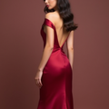 Romantic Red Evening Dress & Prom Dress with Floral Lace and Beaded Waist New red Satin