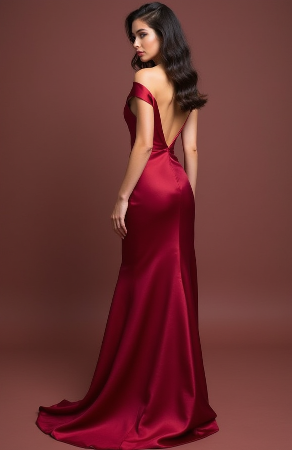 Romantic Red Evening Dress & Prom Dress with Floral Lace and Beaded Waist New red Satin