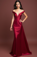 Romantic Red Evening Dress & Prom Dress with Floral Lace and Beaded Waist New red Satin