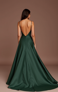 Stylish Green Evening Dress & Prom Gown with Satin Corset and Pleated Skirt green New Satin