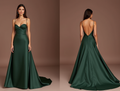 Stylish Green Evening Dress & Prom Gown with Satin Corset and Pleated Skirt green New Satin