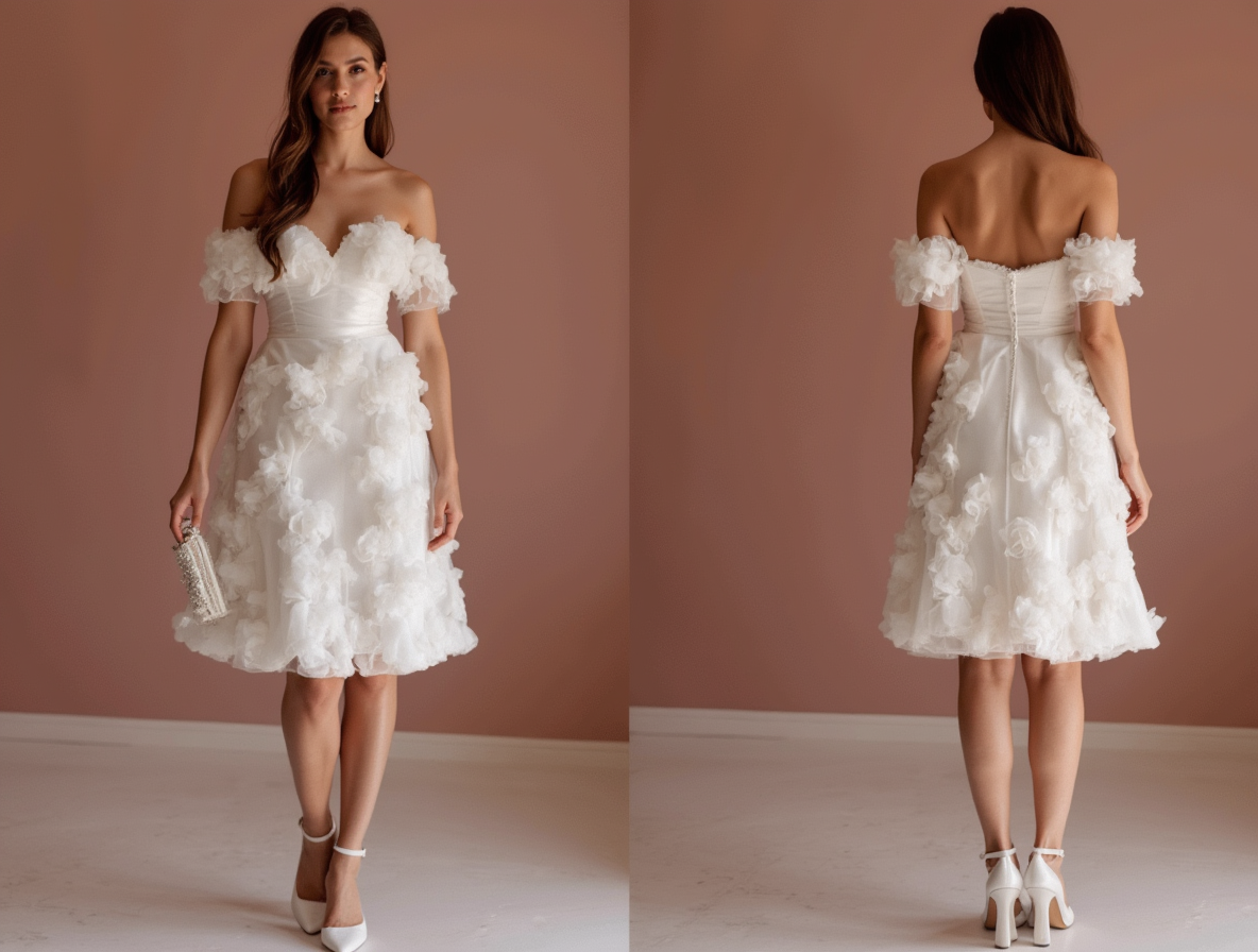 Trendy White Mini Short Wedding Dress with an Open Back for a Bold and Fashion-Forward Look New Satin white