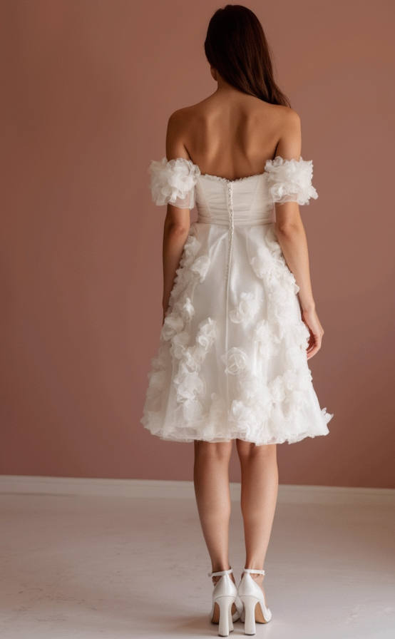 Trendy White Mini Short Wedding Dress with an Open Back for a Bold and Fashion-Forward Look New Satin white