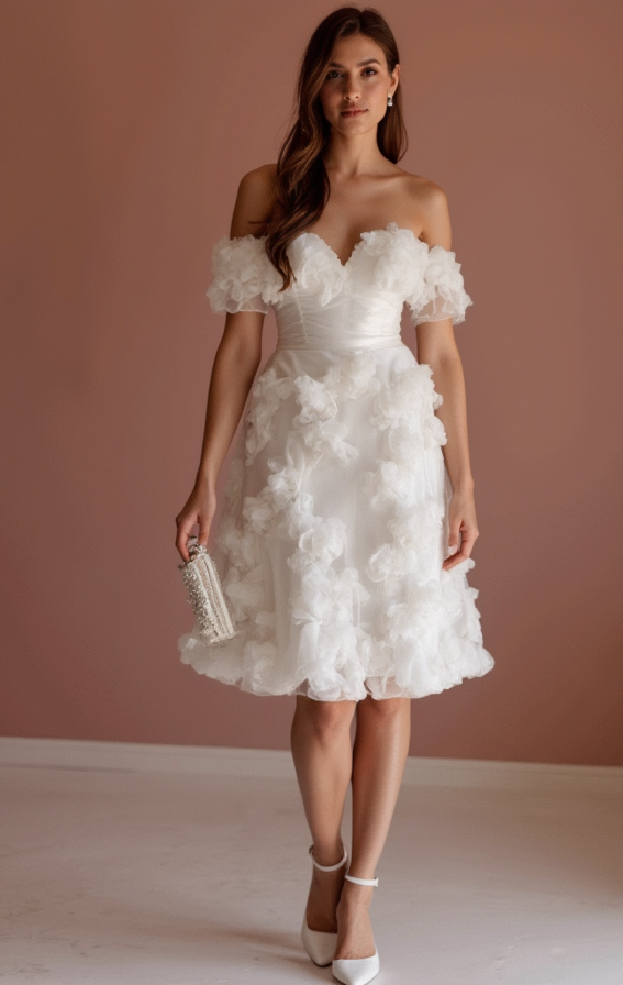 Trendy White Mini Short Wedding Dress with an Open Back for a Bold and Fashion-Forward Look New Satin white