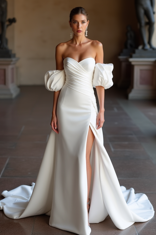 Romantic White Mermaid Wedding Dress with Floral Lace and a Fitted Bodice backless New Satin white