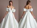 Elegant White Princess Wedding Dress with an Illusion Neckline and Sparkling Details backless New Satin white