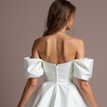 Elegant White Princess Wedding Dress with an Illusion Neckline and Sparkling Details backless New Satin white