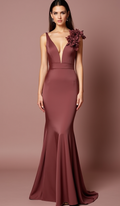 Show-Stopping Brown Evening Dress & Prom Dress with Gold Embellishments brown New Satin