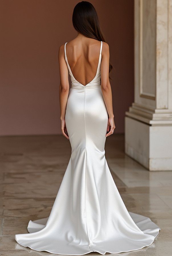 Mermaid White Wedding Dress with a Bold Strapless Design for a Modern Touch backless New Satin white