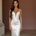 Mermaid White Wedding Dress with a Bold Strapless Design for a Modern Touch backless New Satin white