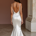 Mermaid White Wedding Dress with a Bold Strapless Design for a Modern Touch backless New Satin white