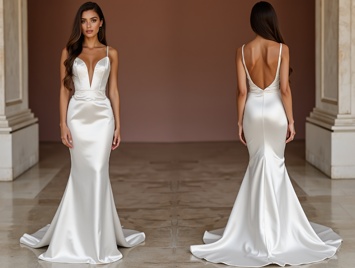 Mermaid White Wedding Dress with a Bold Strapless Design for a Modern Touch backless New Satin white
