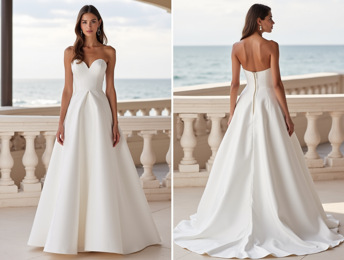 Fairytale White Princess Ball Gown with a Crystal-Encrusted Corset and Flowing Skirt backless New Satin white