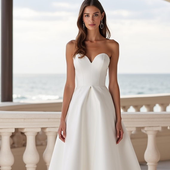 Fairytale White Princess Ball Gown with a Crystal-Encrusted Corset and Flowing Skirt backless New Satin white