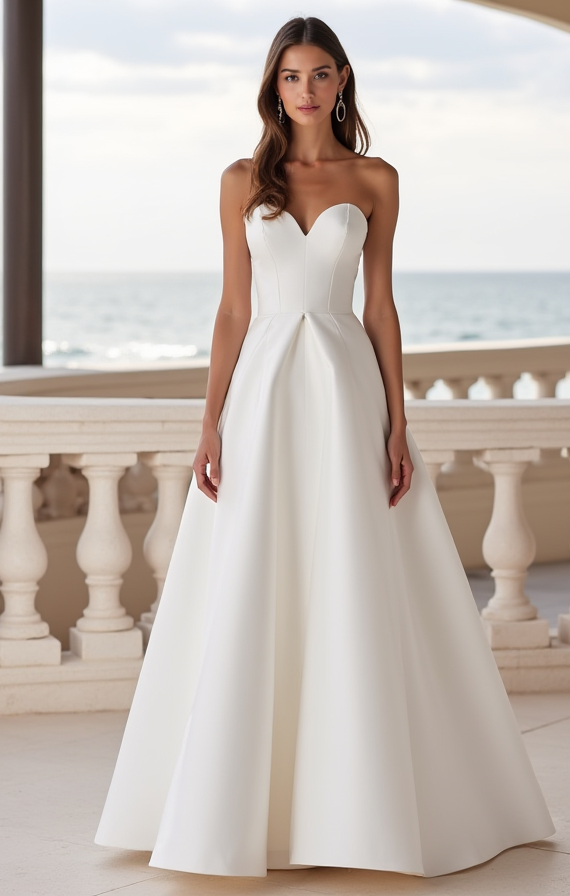 Fairytale White Princess Ball Gown with a Crystal-Encrusted Corset and Flowing Skirt backless New Satin white