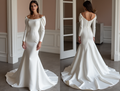 Mermaid White Wedding Gown with a Beaded Waistline for Extra Sparkle backless New Satin white
