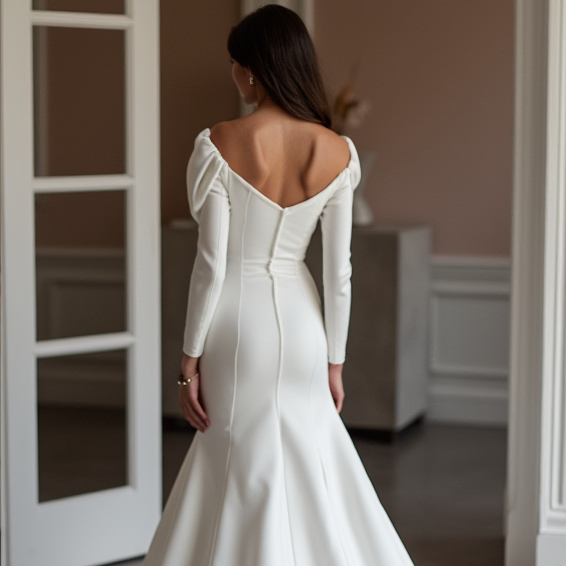 Mermaid White Wedding Gown with a Beaded Waistline for Extra Sparkle backless New Satin white