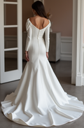 Mermaid White Wedding Gown with a Beaded Waistline for Extra Sparkle backless New Satin white