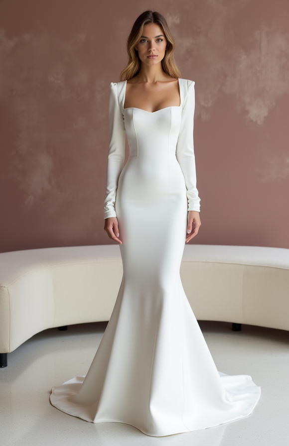 Elegant White Mermaid Wedding Dress with a Ruffled Skirt for a Romantic Look backless New Satin white