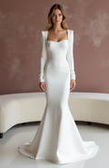 Elegant White Mermaid Wedding Dress with a Ruffled Skirt for a Romantic Look backless New Satin white
