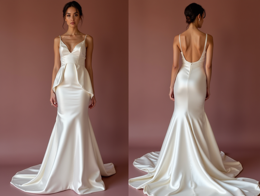 Fitted White Mermaid Wedding Dress with a Detachable Train for Versatility backless New Satin white