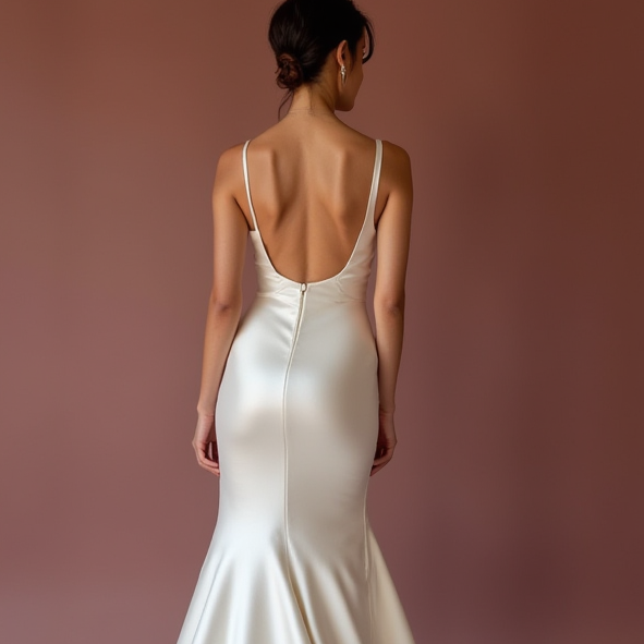Fitted White Mermaid Wedding Dress with a Detachable Train for Versatility backless New Satin white