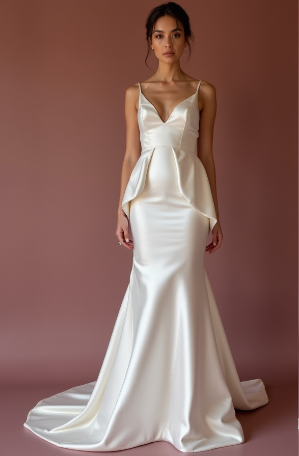 Fitted White Mermaid Wedding Dress with a Detachable Train for Versatility backless New Satin white