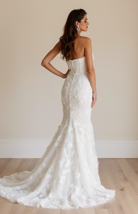 Sexy White Mermaid Wedding Dress with a Low Back for a Bold, Dramatic Look backless New Satin white