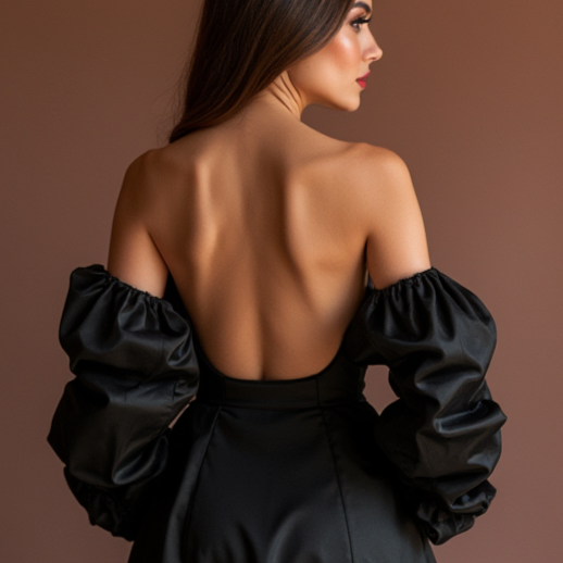 Show-Stopping Black Evening Dress & Prom Dress with Mirror Beadwork for a Sparkly Look black New Satin