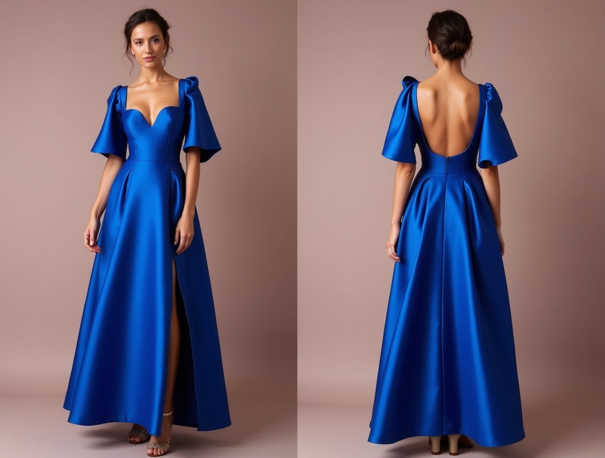 Sexy Blue Evening Dress and Prom Gown with a Slit for a Bold, Edgy Look backless blue New Satin