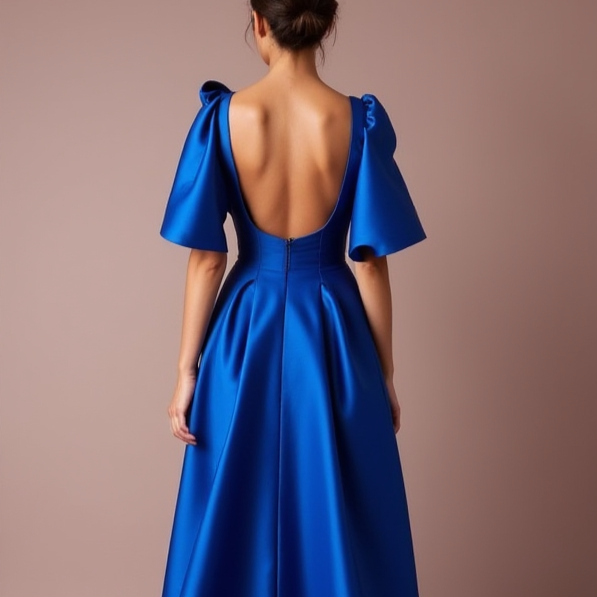 Sexy Blue Evening Dress and Prom Gown with a Slit for a Bold, Edgy Look backless blue New Satin