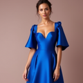Sexy Blue Evening Dress and Prom Gown with a Slit for a Bold, Edgy Look backless blue New Satin