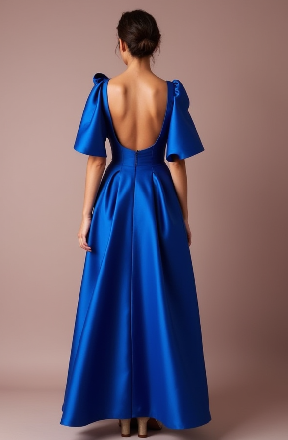 Sexy Blue Evening Dress and Prom Gown with a Slit for a Bold, Edgy Look backless blue New Satin