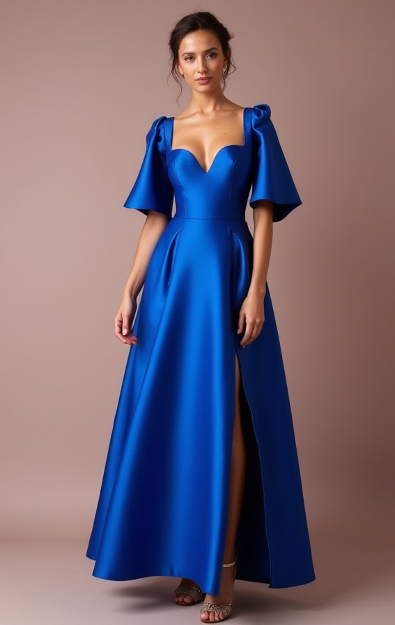 Sexy Blue Evening Dress and Prom Gown with a Slit for a Bold, Edgy Look backless blue New Satin