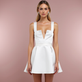 Classic White Mini Short Wedding Dress with a Fitted Bodice and Flared Skirt for a Timeless Feel New Satin white